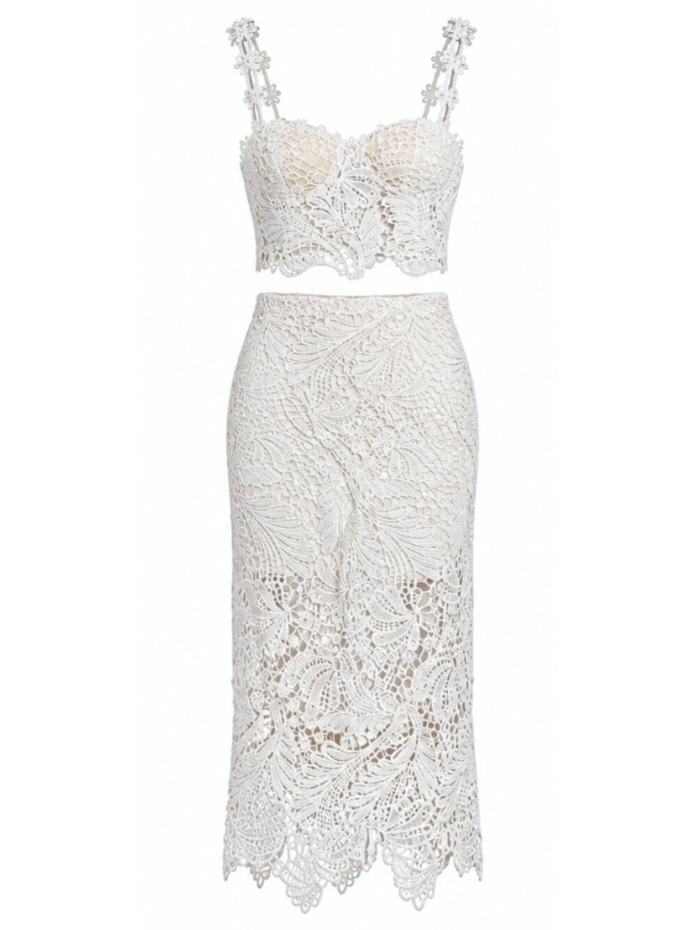 MEDIUM White Lace Skirt Set